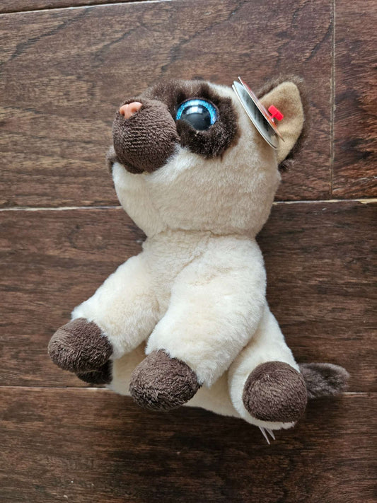 Ty Miso Siamese Cat Plush Stuffed Animal | Sparkle Blue Eye Beanie Belly