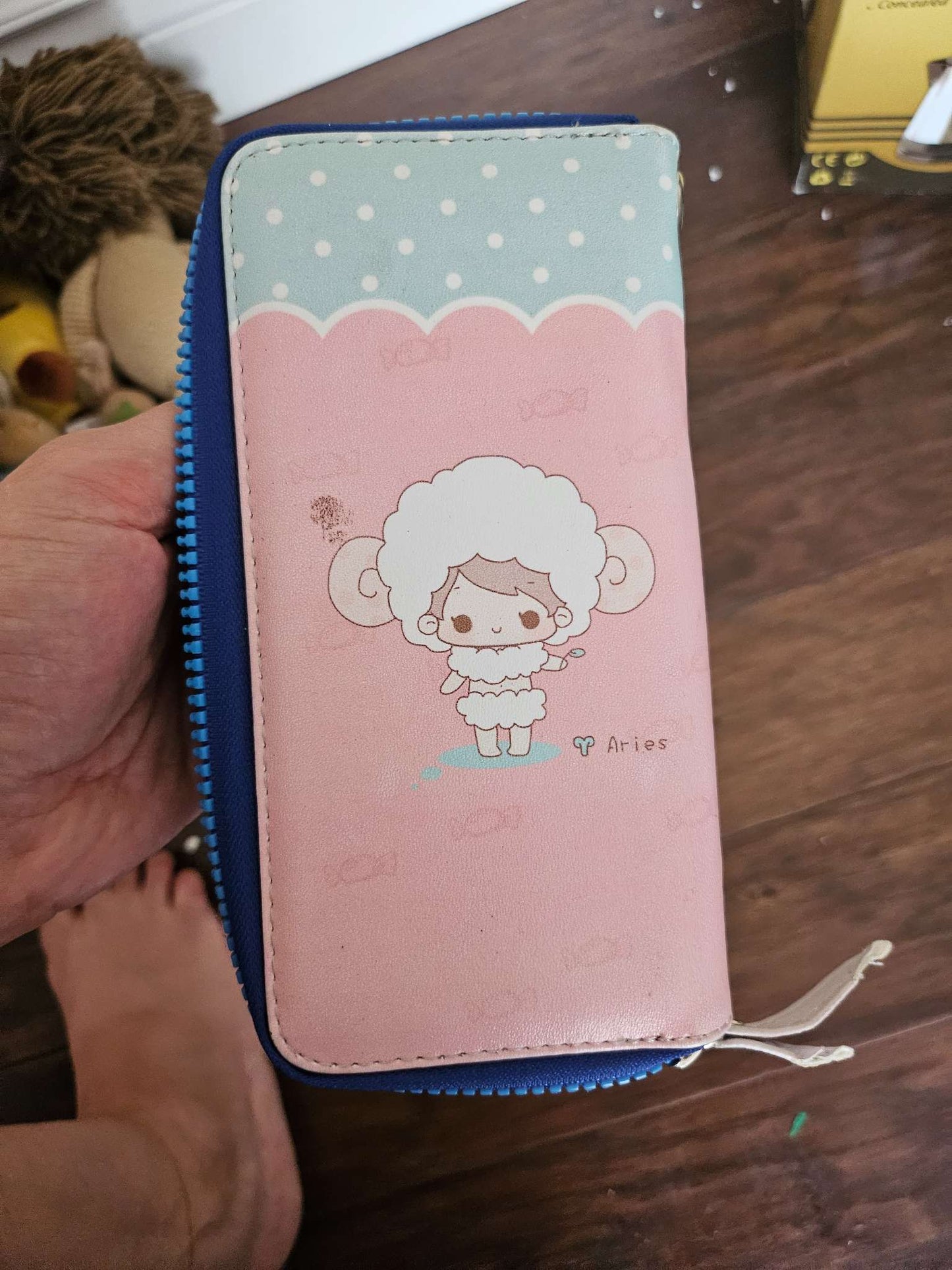 Cute Graphic Girl Zip-Around Wristlet Purse | Pastel Pink Long Phone Wallet