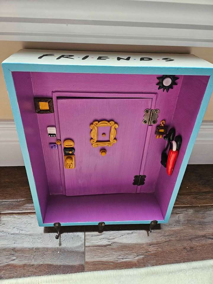 Handmade 3D FRIENDS TV Show Key Holder Shadowbox - Opening Monica's Door