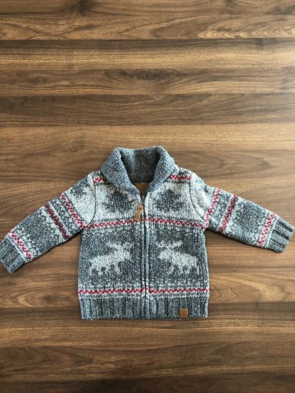 Toddler Knit Zip Up Sweater, 12-18M, Kids 18 Month (12-18M)