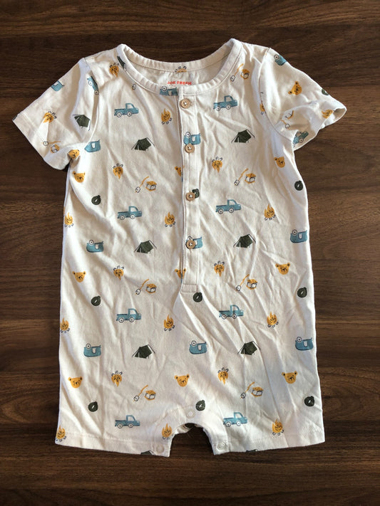 Toddler Short Sleeve Romper, Camping Print, 18-24M, Kids 24 Month (18-24M)