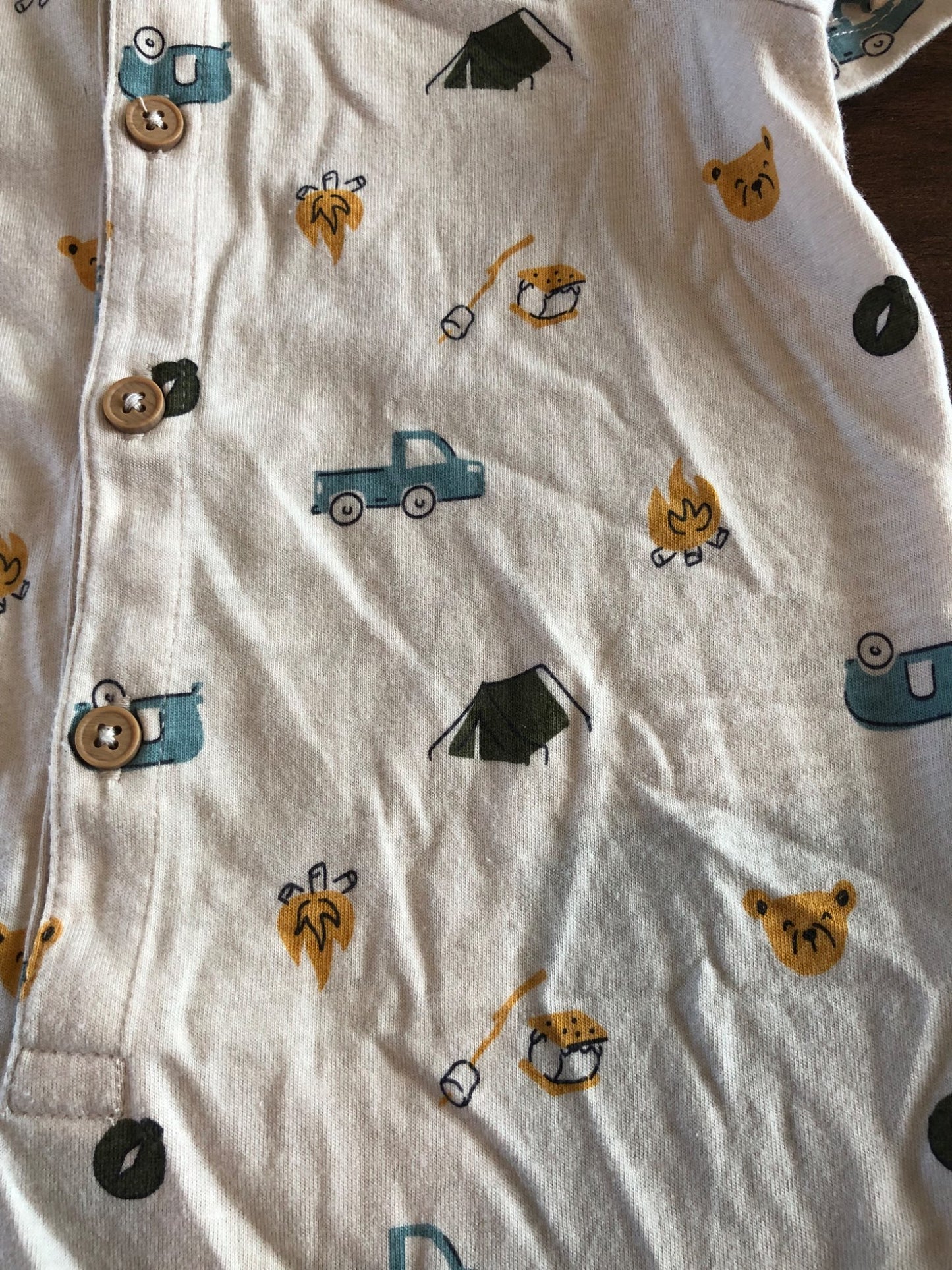 Toddler Short Sleeve Romper, Camping Print, 18-24M, Kids 24 Month (18-24M)