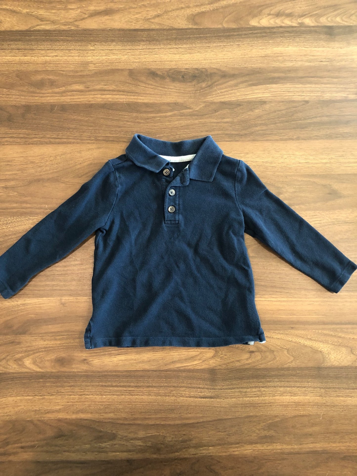 Toddler Long Sleeve Polo Shirt, Navy Blue, 18-24M, Kids 24 Month (18-24M)