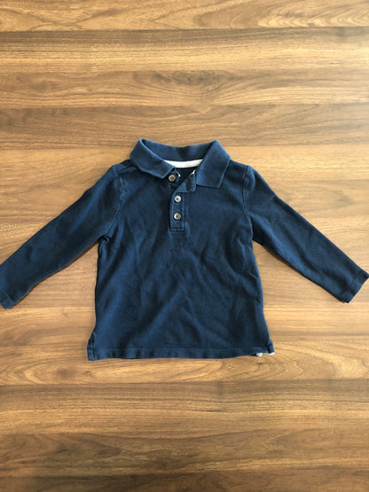 Toddler Long Sleeve Polo Shirt, Navy Blue, 18-24M, Kids 24 Month (18-24M)