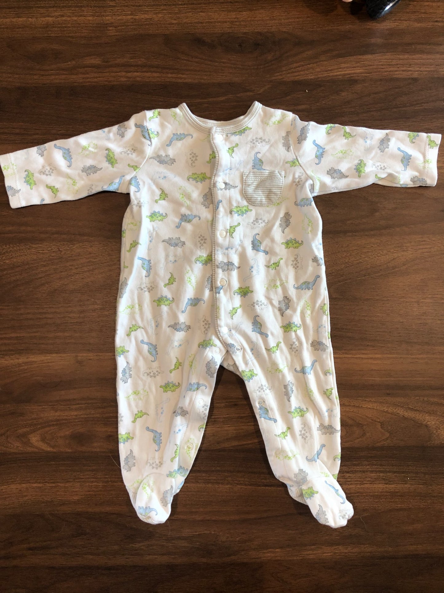 Baby Long Sleeve Sleeper Footie Onsie, Dino print, Snap up, 6M, Kids 6 Month (3-6M)