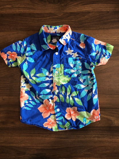 Toddler Boy Hawaiian Print Short Sleeve Button up Shirt, 2T, Kids 2T