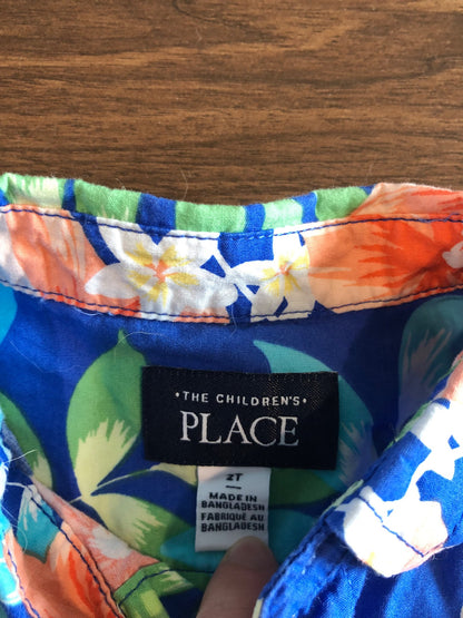 Toddler Boy Hawaiian Print Short Sleeve Button up Shirt, 2T, Kids 2T