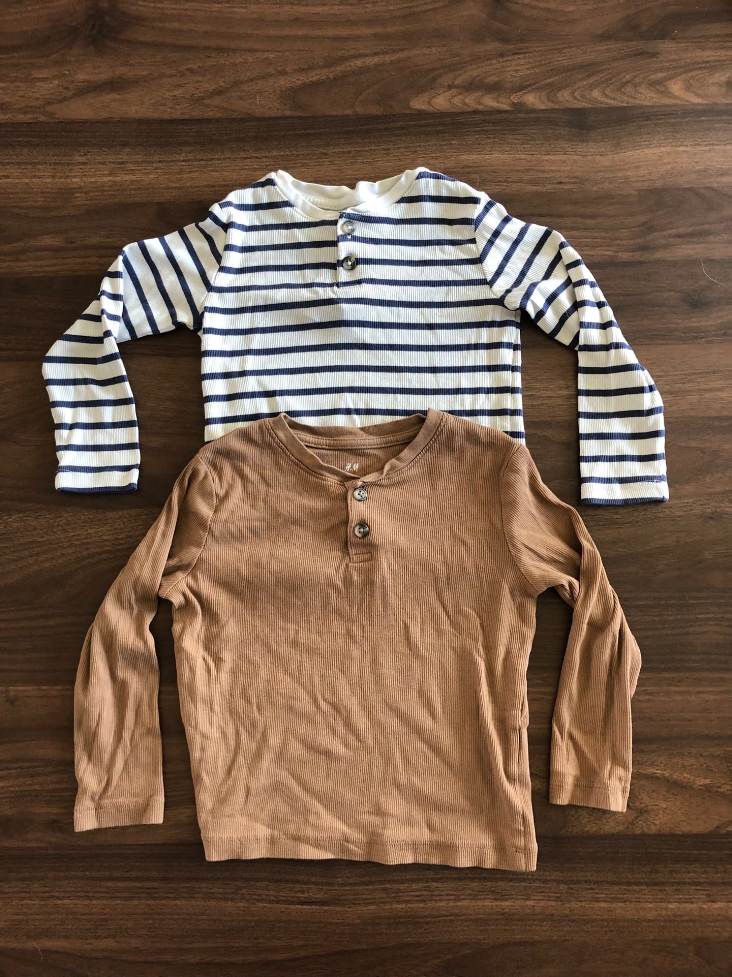 H&M Toddler Boy Ribbed Long Sleeve Henley Shirt Bundle, 2 pieces, 2-4T, Kids 2T