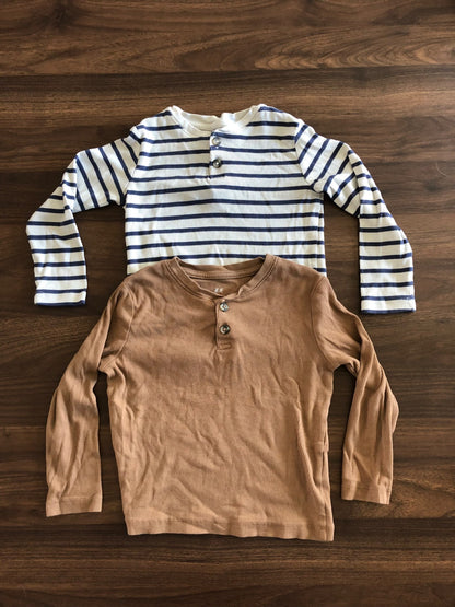 H&M Toddler Boy Ribbed Long Sleeve Henley Shirt Bundle, 2 pieces, 2-4T, Kids 2T