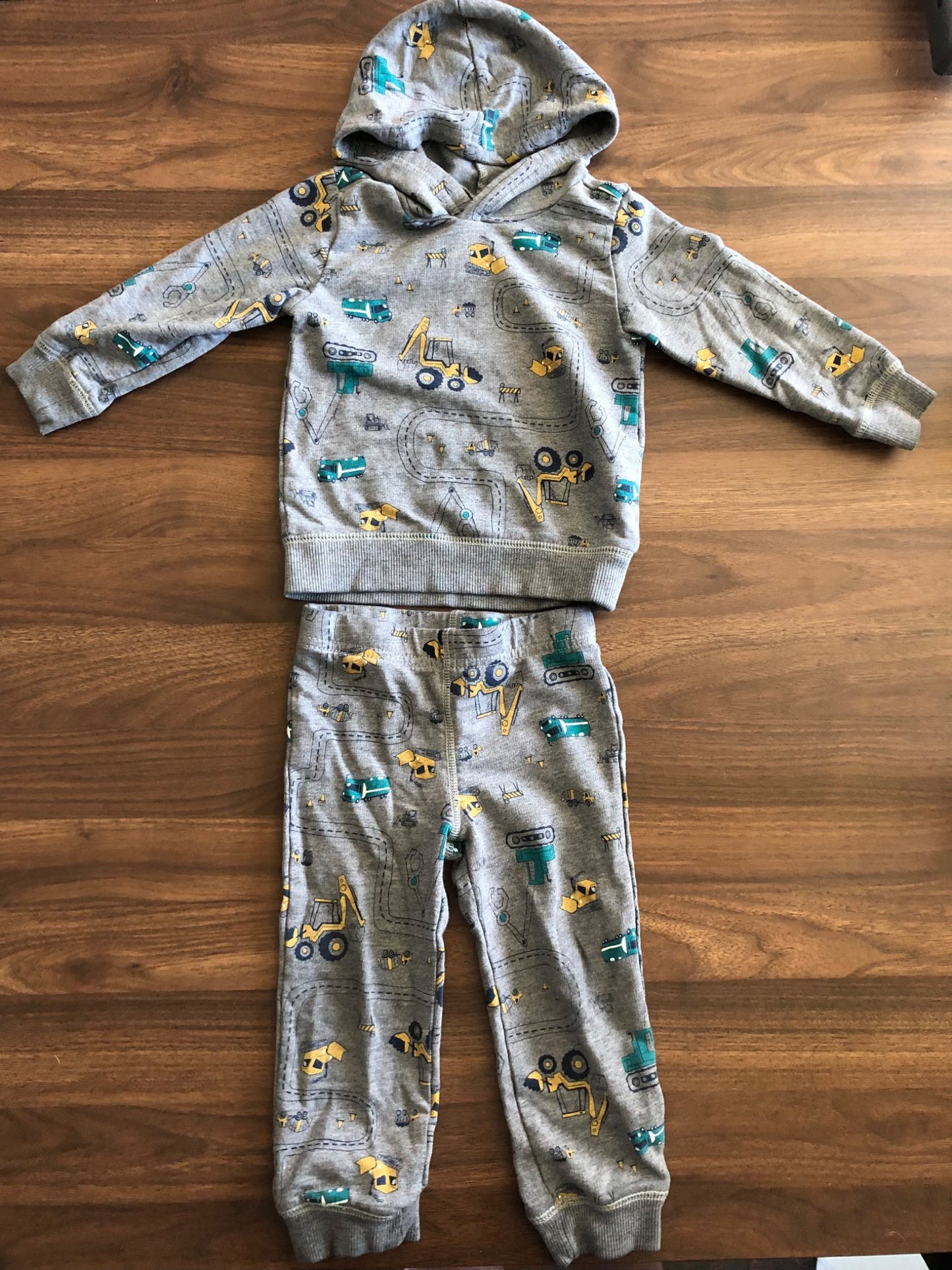 Toddler Construction Print Sweatsuit Set, Hoodie and sweatpants, 2T, Kids 2T