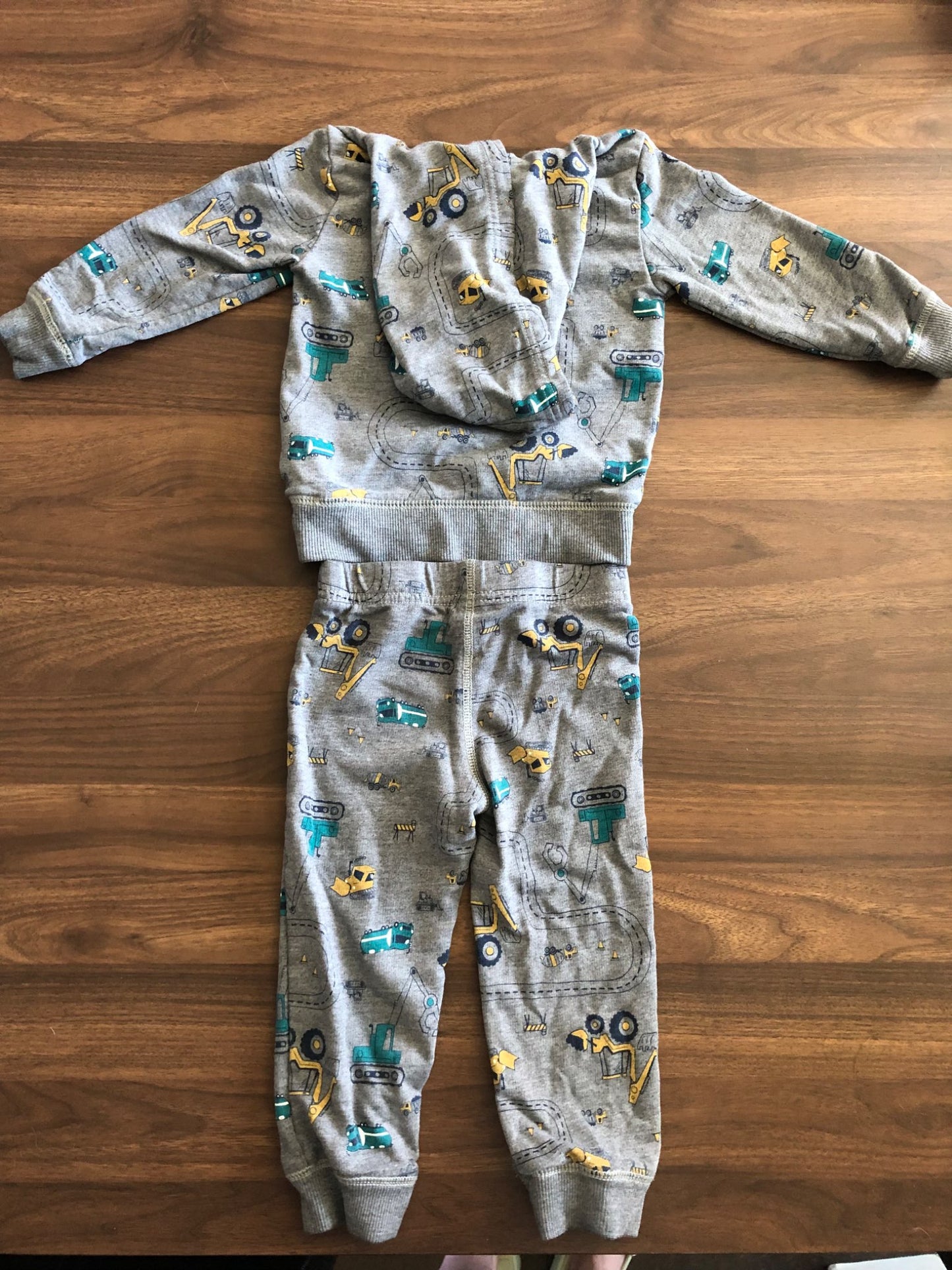 Toddler Construction Print Sweatsuit Set, Hoodie and sweatpants, 2T, Kids 2T