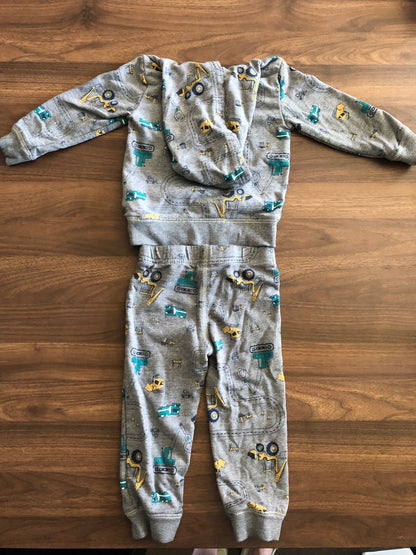 Toddler Construction Print Sweatsuit Set, Hoodie and sweatpants, 2T, Kids 2T