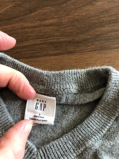 Gap Toddler Boy V-neck Grey Sweater, 2T, Kids 2T