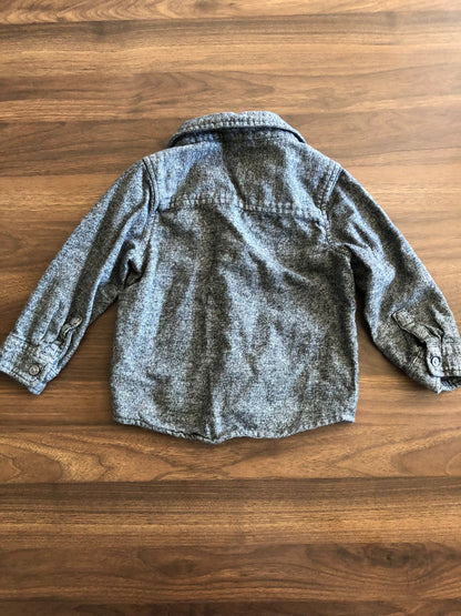 Toddler Grey Long Sleeve Button-up Collared Shirt, 3T, Kids 3T
