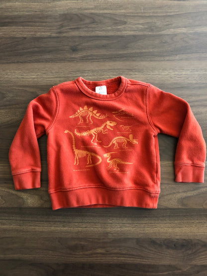 Toddler Burnt Orange Dino Crewneck Hoodie, 3T, Kids 3T