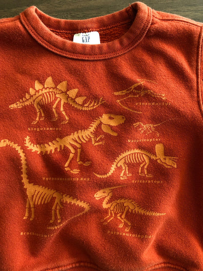 Toddler Burnt Orange Dino Crewneck Hoodie, 3T, Kids 3T