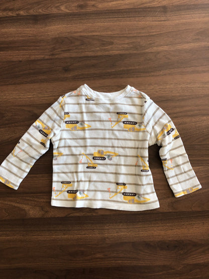 Toddler Waffle Construction Print Long Sleeve Shirt, 2T, Kids 2T