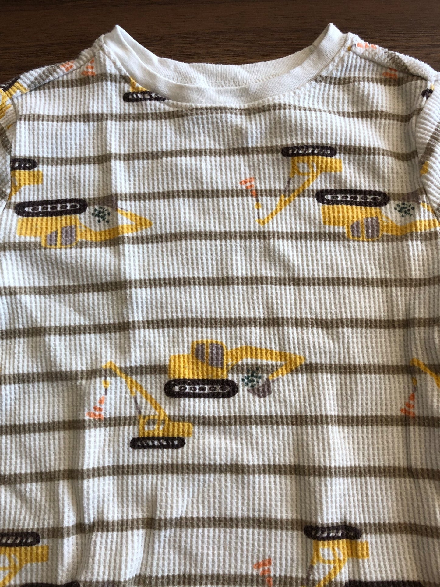 Toddler Waffle Construction Print Long Sleeve Shirt, 2T, Kids 2T