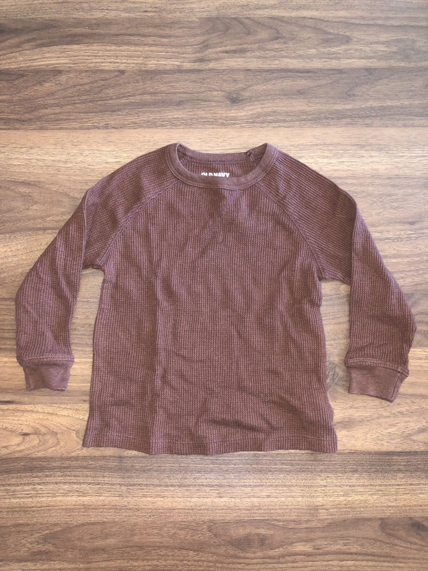 Toddler Waffle Long Sleeve Shirt, Brown, 2T, Kids 2T