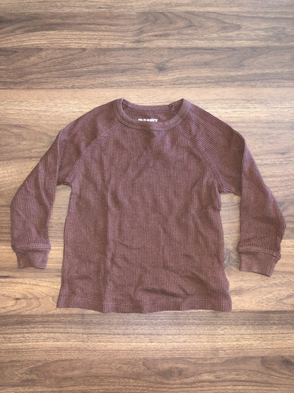 Toddler Waffle Long Sleeve Shirt, Brown, 2T, Kids 2T