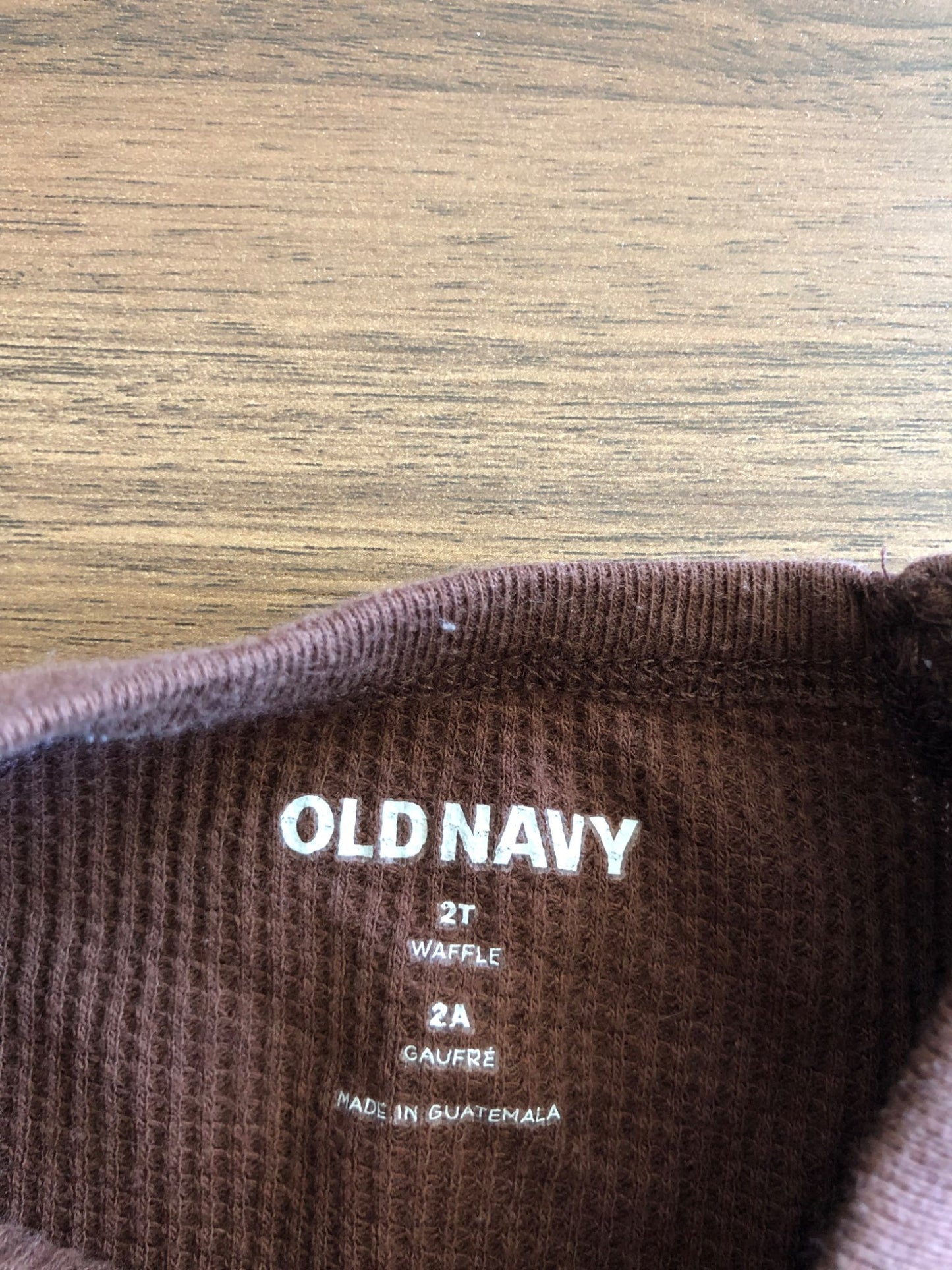 Toddler Waffle Long Sleeve Shirt, Brown, 2T, Kids 2T
