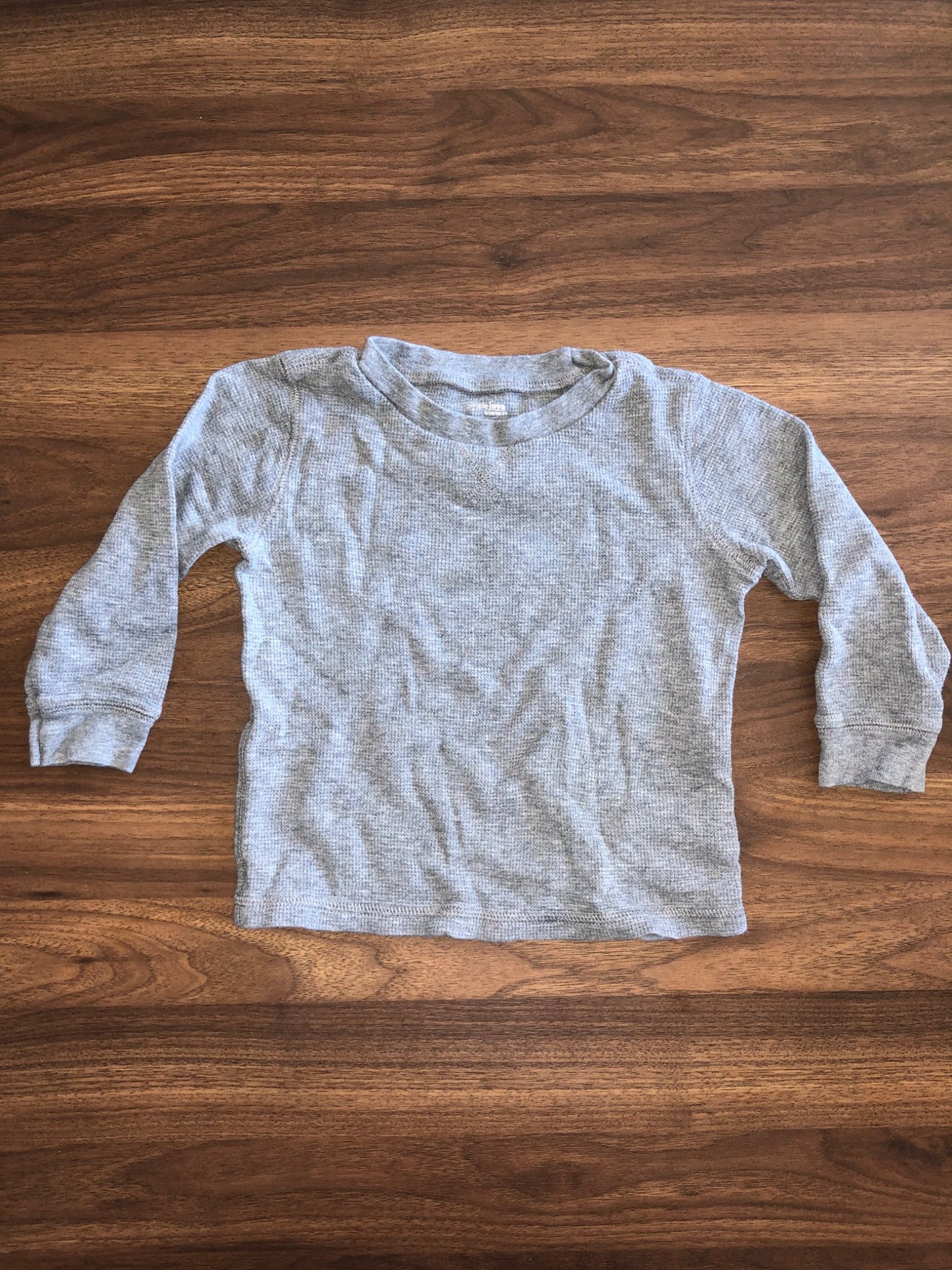 Toddler Grey Waffle Long Sleeve Shirt, 2T, Kids 2T
