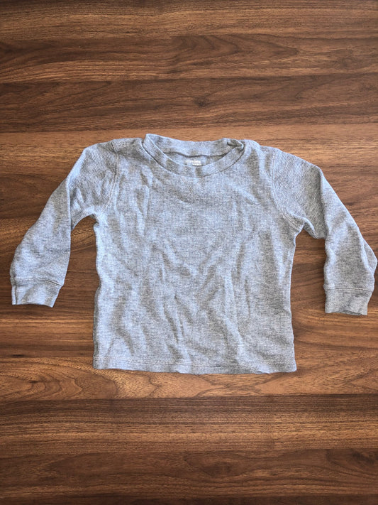 Toddler Grey Waffle Long Sleeve Shirt, 2T, Kids 2T
