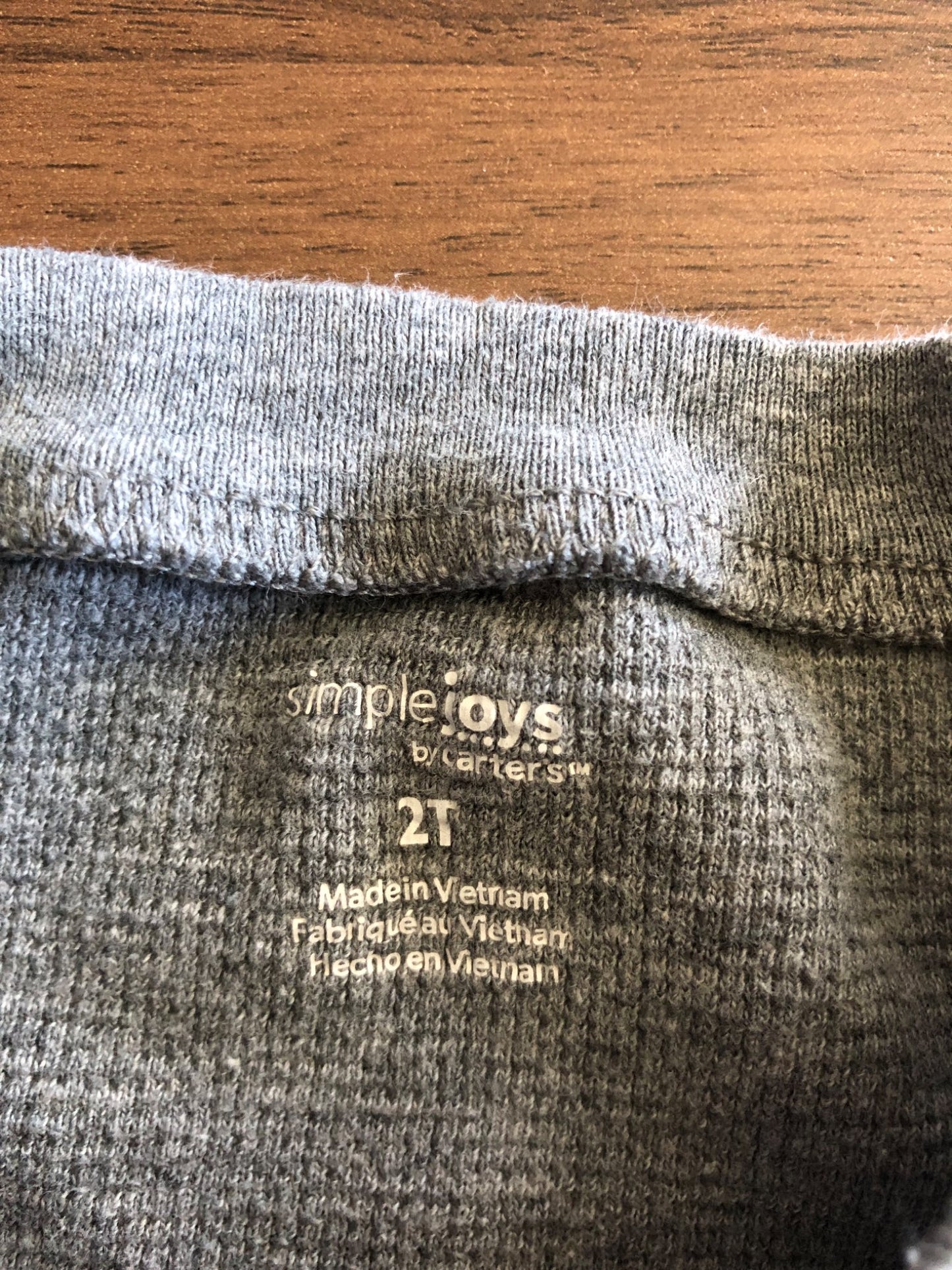 Toddler Grey Waffle Long Sleeve Shirt, 2T, Kids 2T