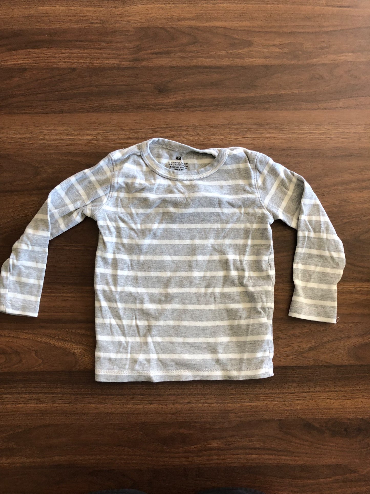 Toddler Grey & White Striped Long Sleeve Shirt, 4T, Kids 4/4T