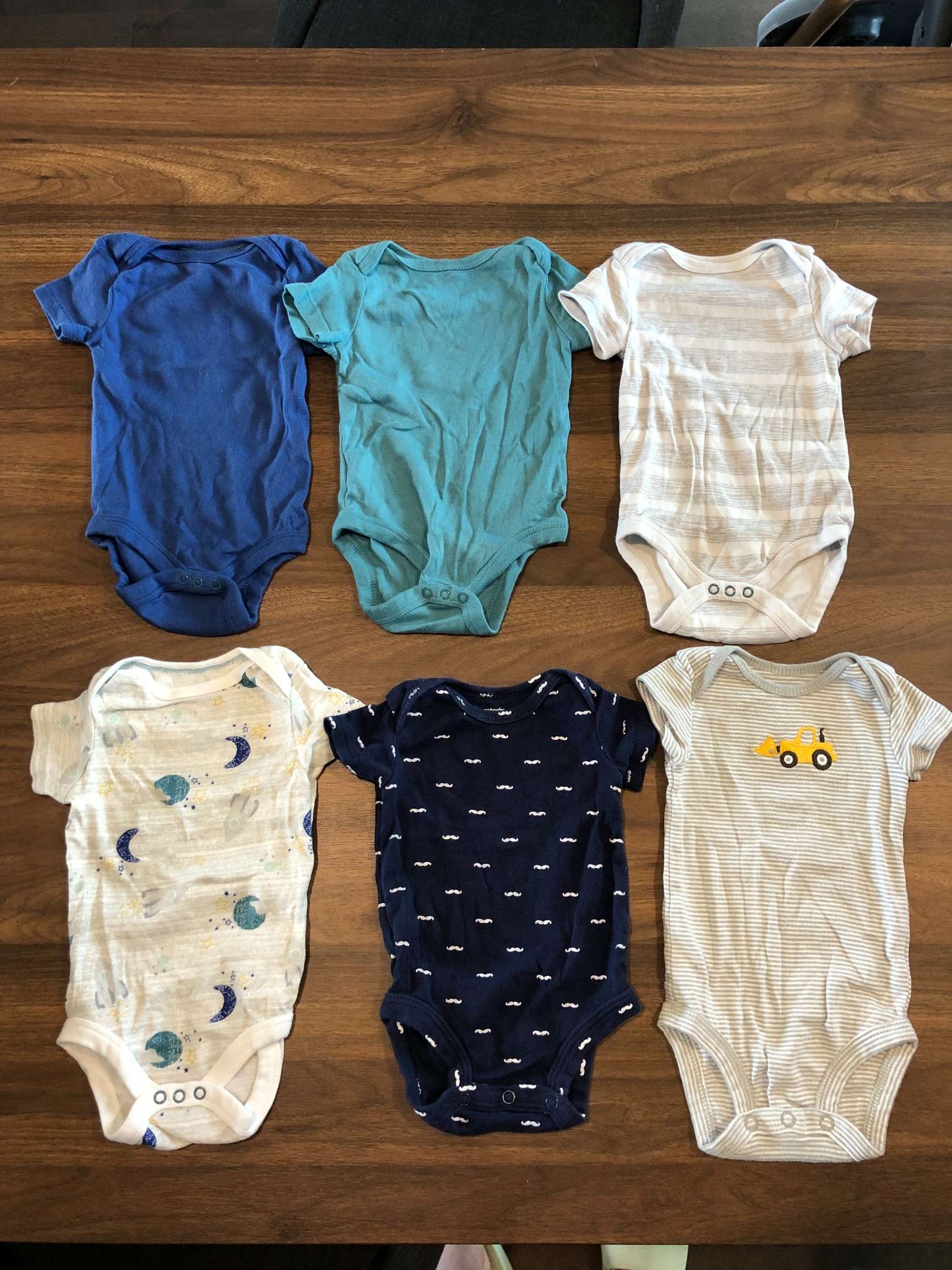 Baby Boy Short Sleeve Bodysuit Bundle, 0-3M, 6 pieces, Kids 3 Month (0-3M)
