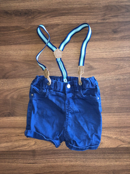 Toddler Blue Shorts with Suspenders, 2T, Kids 2T