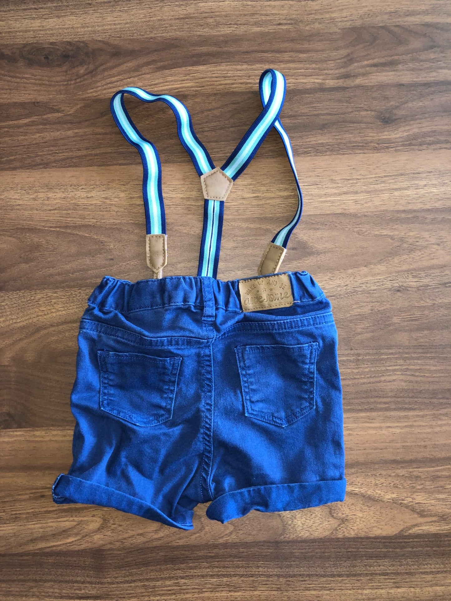 Toddler Blue Shorts with Suspenders, 2T, Kids 2T