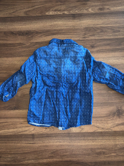 Toddler Blue Button-up Collared Long Sleeve Shirt, 3T, Kids 3T