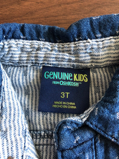 Toddler Blue Button-up Collared Long Sleeve Shirt, 3T, Kids 3T