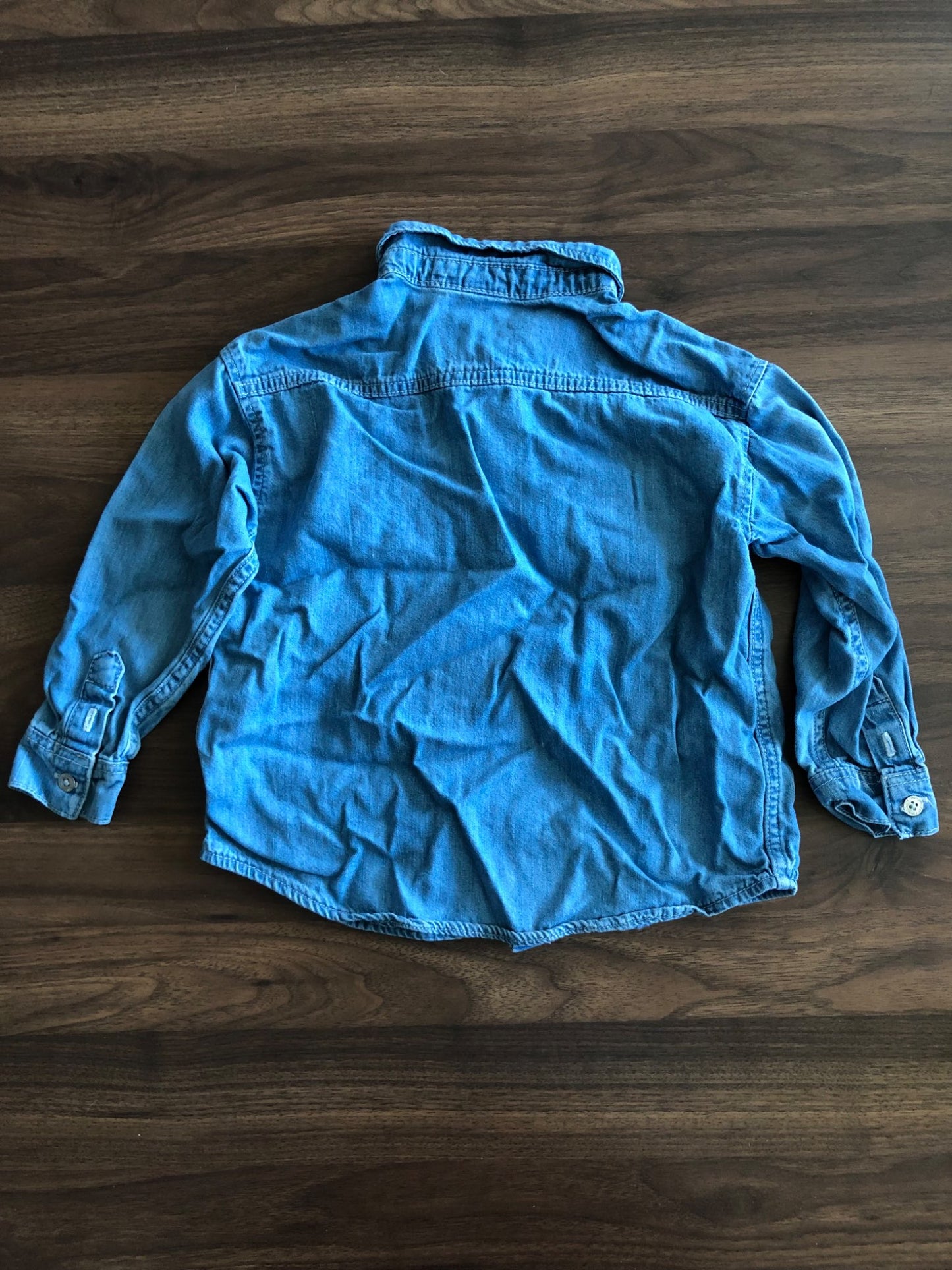 Toddler Denim Button Up Long Sleeve Collared Shirt, 3T, Kids 3T