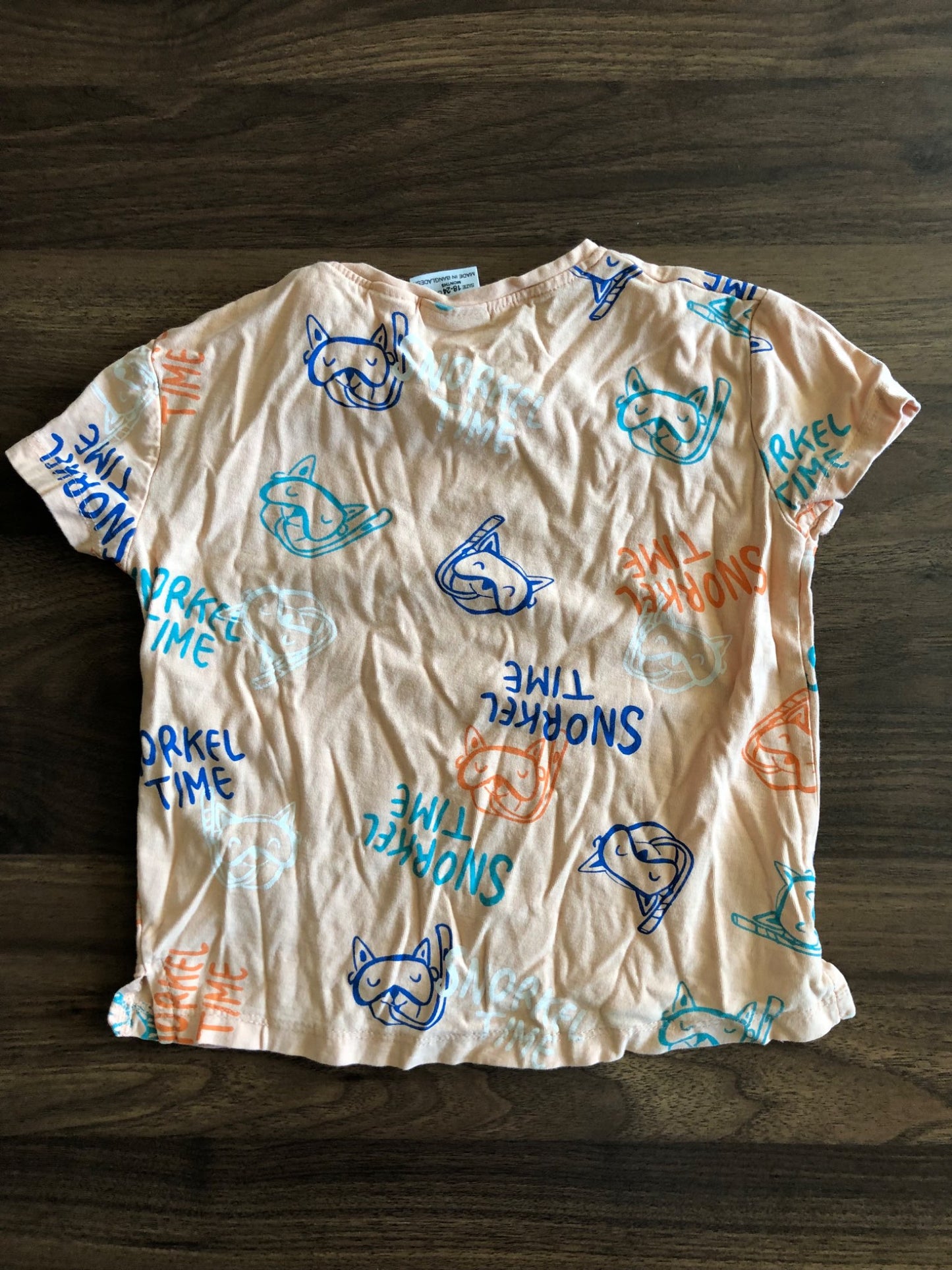 Toddler Orange Snorkel Print Short Sleeve T-shirt, 18-24M , Kids 24 Month (18-24M)
