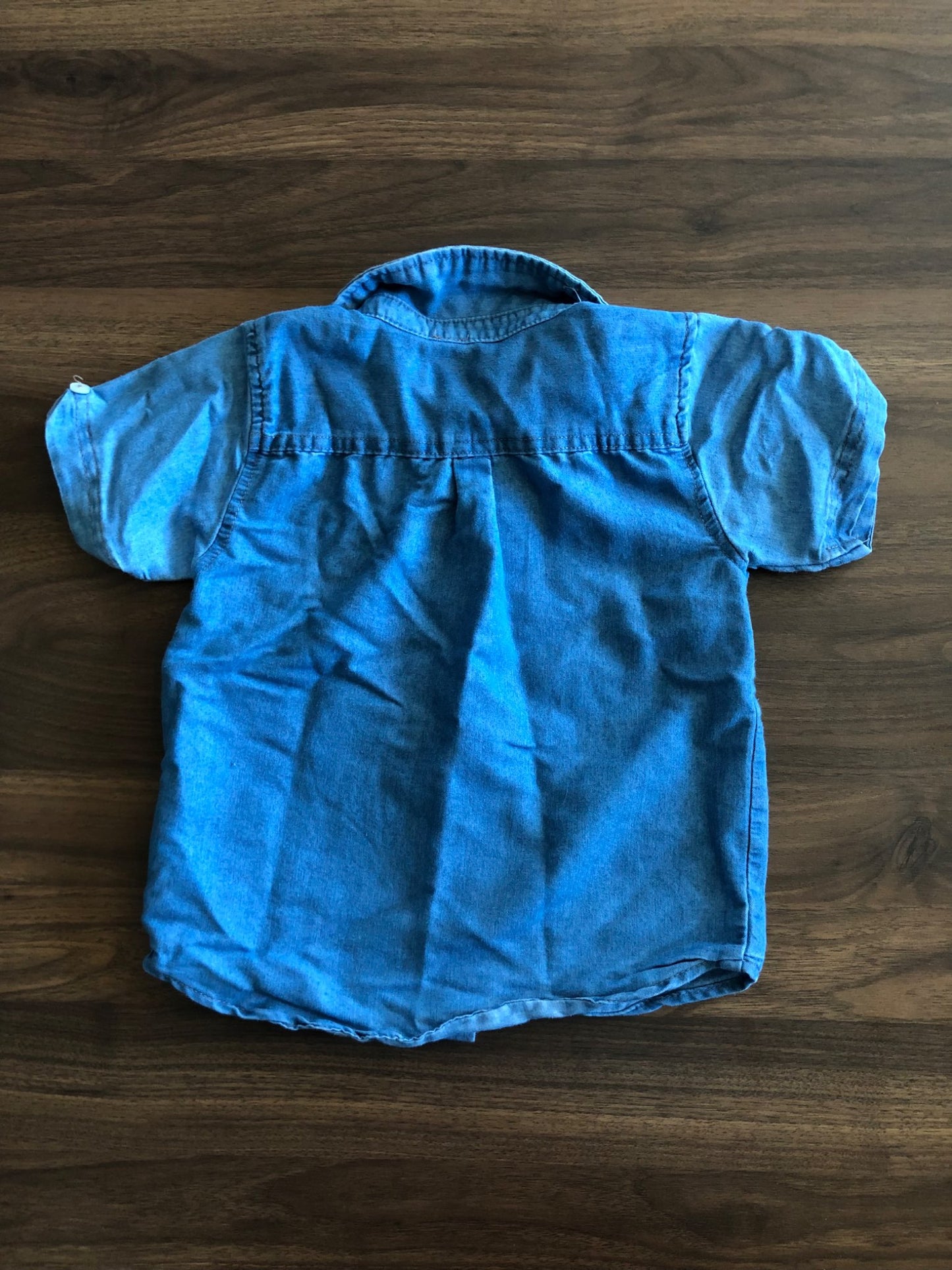 Toddler Denim Short Sleeve Button Up Collared Denim Shirt, 3T, Kids 3T