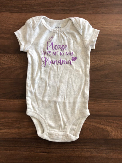 Baby Pass to Grandma Short Sleeve Bodysuit, 3-6M, Kids 6 Month (3-6M)