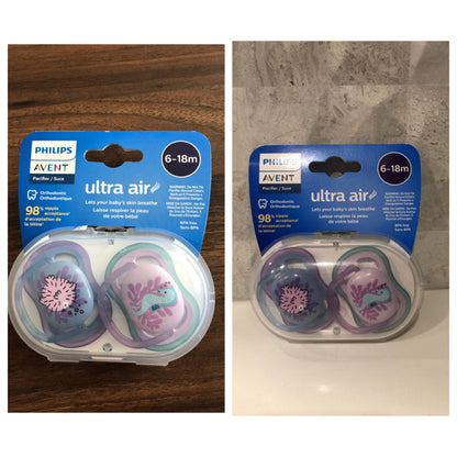 Philips Avent Ultra Air Pacifiers, 4 pacifiers, Brand new never opened, 6-18M