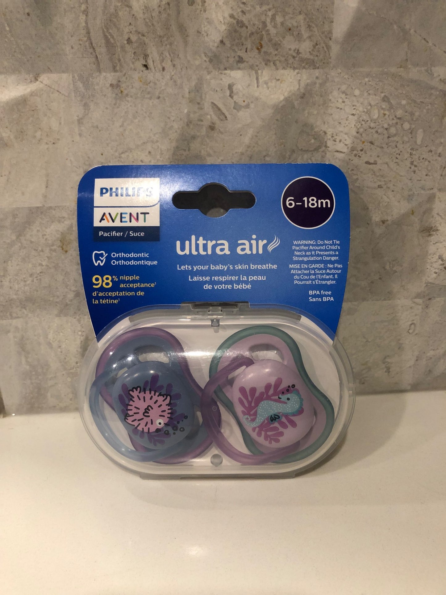 Philips Avent Ultra Air Pacifiers, 4 pacifiers, Brand new never opened, 6-18M