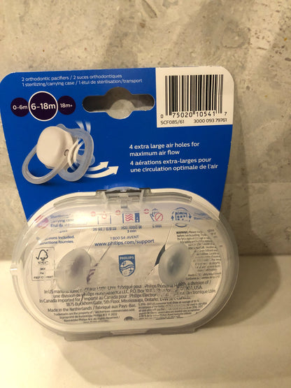 Philips Avent Ultra Air Pacifiers, 4 pacifiers, Brand new never opened, 6-18M