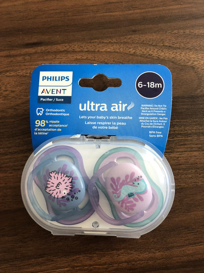 Philips Avent Ultra Air Pacifiers, 4 pacifiers, Brand new never opened, 6-18M
