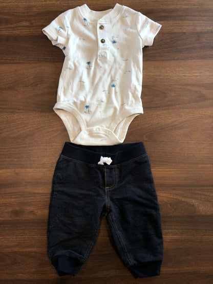 Carter's Baby Boy Outfit Set, Short sleeve bodysuit and pants, 3-6M, Kids 6 Month (3-6M)