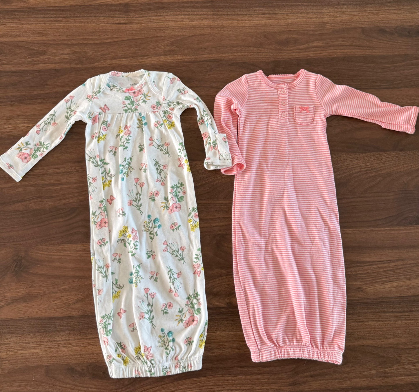 Carter's Long Sleeve Sleeper Gown Bundle, 2 pieces, 0-3M, 0-3 Months (Newborn)