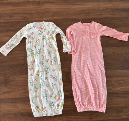 Carter's Long Sleeve Sleeper Gown Bundle, 2 pieces, 0-3M, 0-3 Months (Newborn)