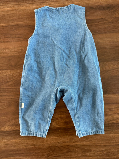 Flower Print Jean Romper, 6-12M, Kids 12 Month (9-12M)