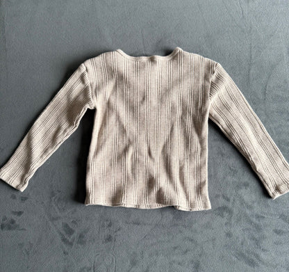 Toddler Beige Henley Long Sleeve Shirt, 3T, Kids 3T