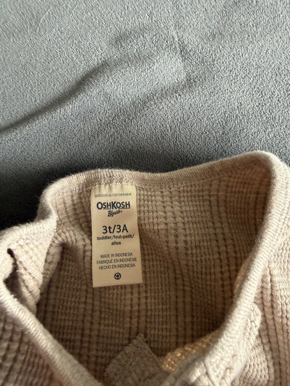 Toddler Beige Henley Long Sleeve Shirt, 3T, Kids 3T