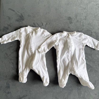 White Zipper Onsie Bundle, 2 pieces, Preemie, Kids Newborn
