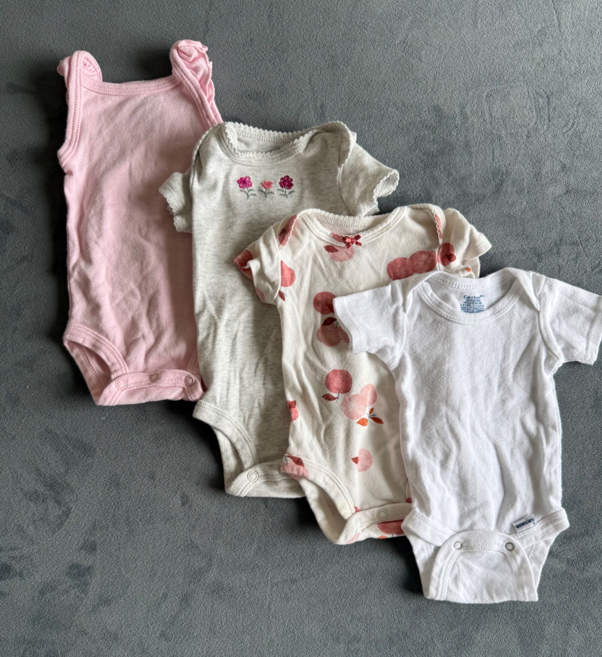 Baby Girl Short Sleeve Bodysuit Bundle, 4 pieces, Newborn, Kids Newborn